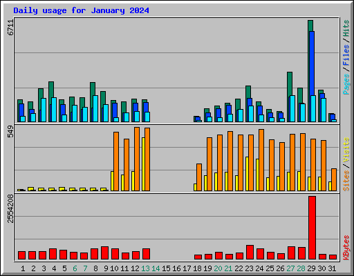 Daily usage for January 2024