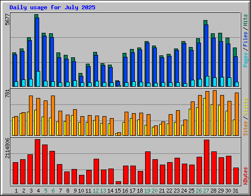 Daily usage for July 2025