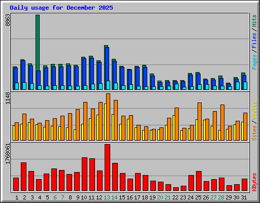 Daily usage for December 2025